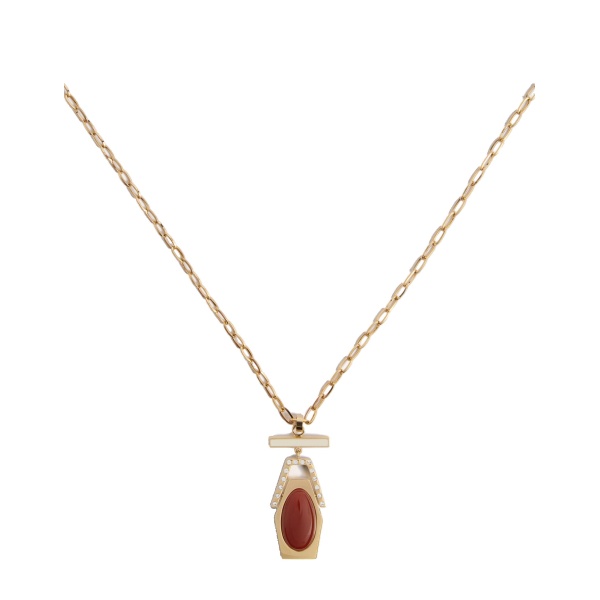 La DoubleJ Embellished Portal Necklace in 24K Gold Plate & Red Agate at Coveti