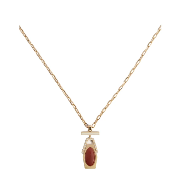 La DoubleJ Embellished Portal Necklace in 24K Gold Plate & Red Agate at Coveti