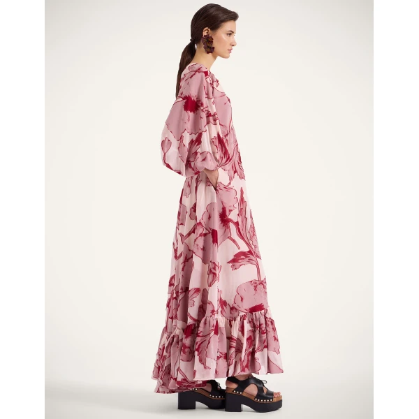 La DoubleJ Eve-Ning V Dress in Sylph Fil Coupé Pink, view 4