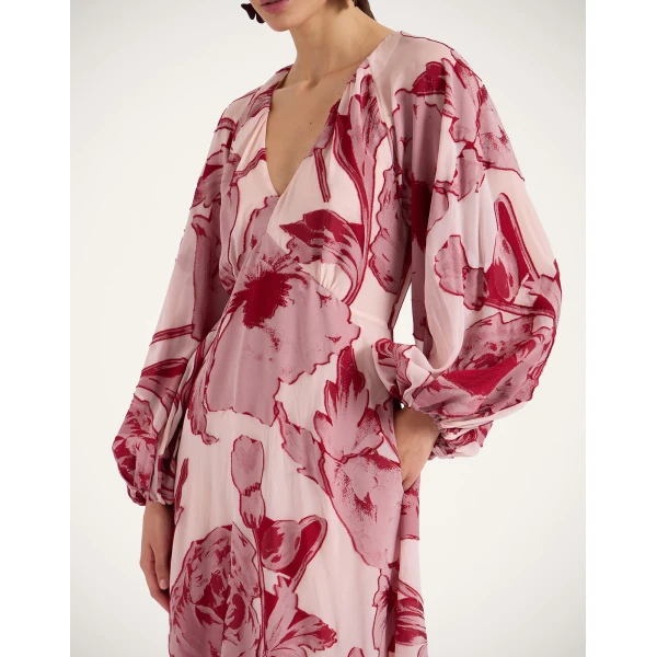 La DoubleJ Eve-Ning V Dress in Sylph Fil Coupé Pink, view 5
