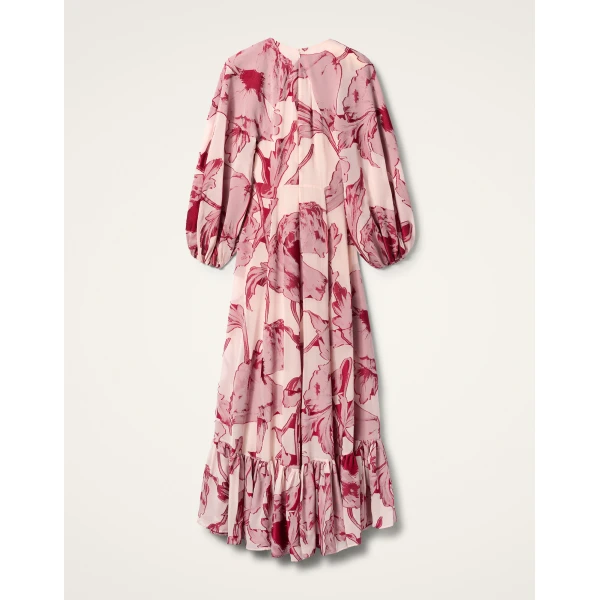 La DoubleJ Eve-Ning V Dress in Sylph Fil Coupé Pink, view 6