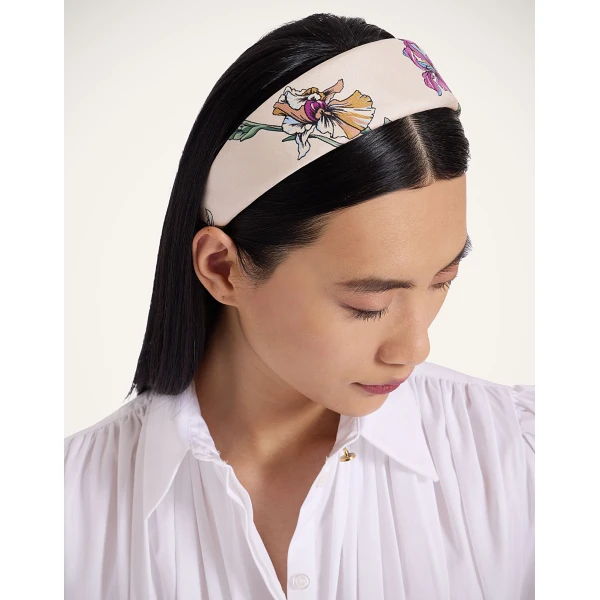 La DoubleJ Flat Headband in Mini Iris Ivory, view 3