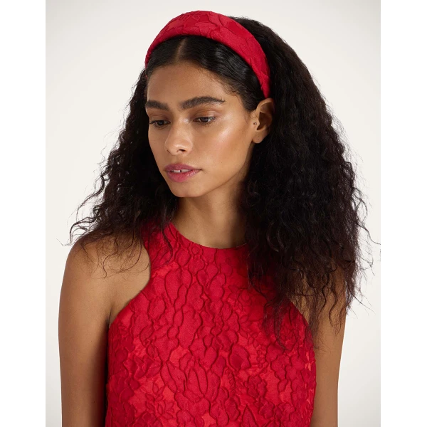 La DoubleJ Flat Headband in Peony Red, view 2