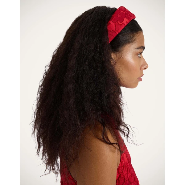 La DoubleJ Flat Headband in Peony Red, view 3