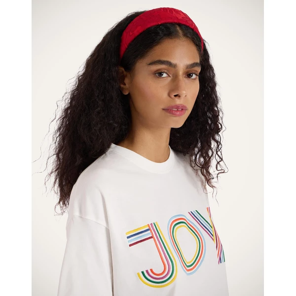 La DoubleJ Flat Headband in Peony Red, view 4