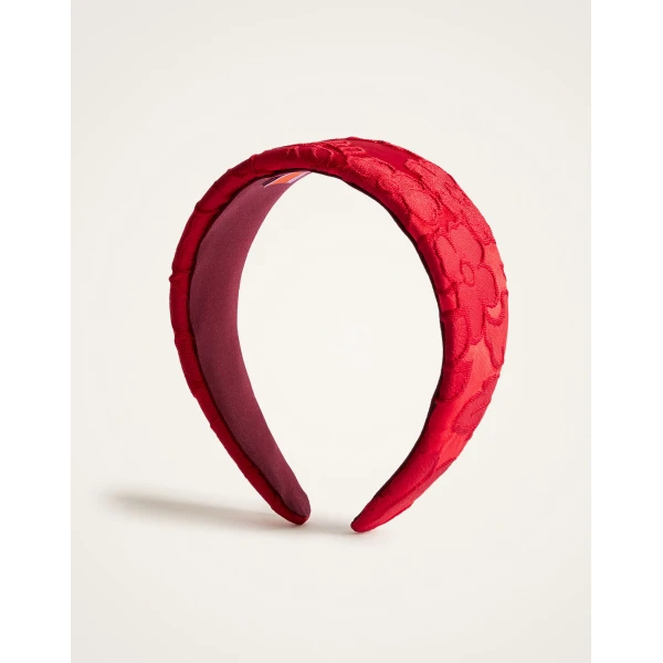 La DoubleJ Flat Headband in Peony Red, view 5
