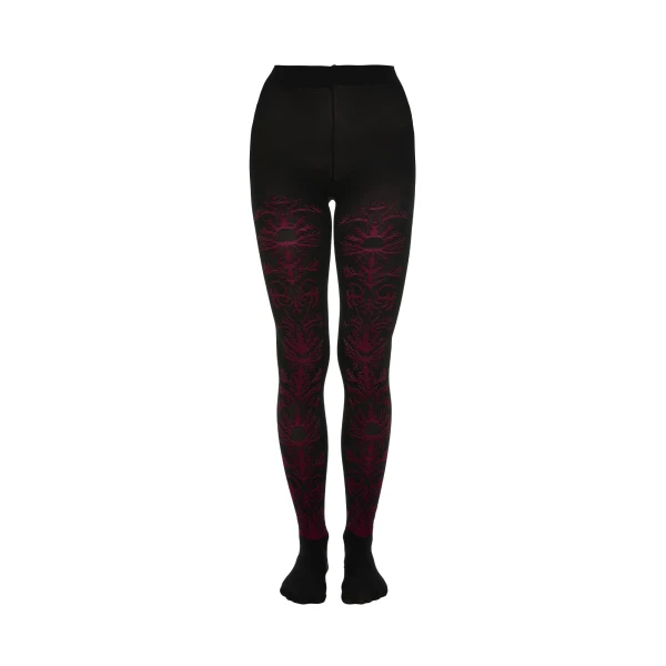 Flocked Tights in Black & Red