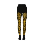 La DoubleJ Flocked Tights in Black & Yellow at Coveti