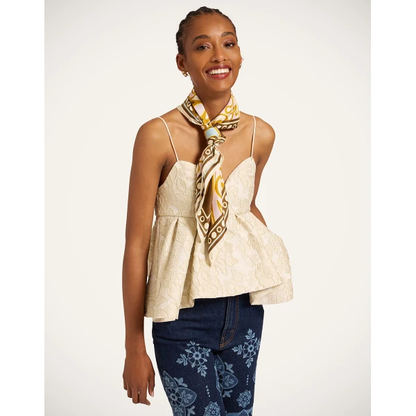La DoubleJ Foulard 90 in Cocoon Brown, view 3
