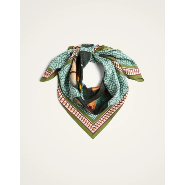 La DoubleJ Foulard 90 in Zooflora Parrotstem Light Blue | Scarves | Coveti