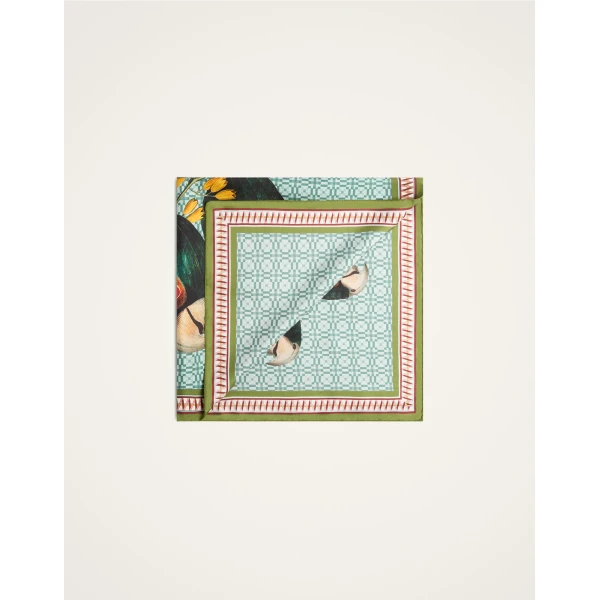 La DoubleJ Foulard 90 in Zooflora Parrotstem Light Blue | Scarves | Coveti