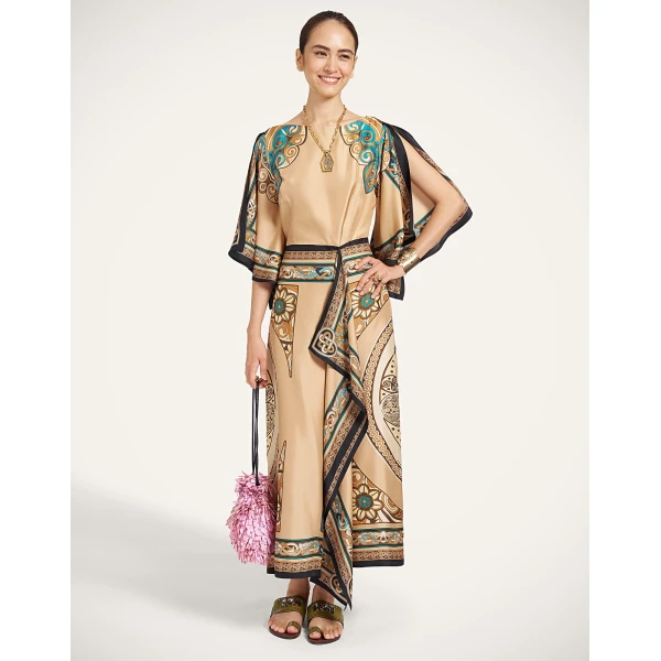 La DoubleJ Foulard Dress in Kells Camel at Coveti