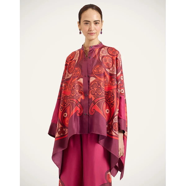 La DoubleJ Foulard Shirt in Alchemy Dark Red, view 2