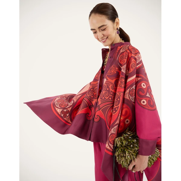 La DoubleJ Foulard Shirt in Alchemy Dark Red, view 6