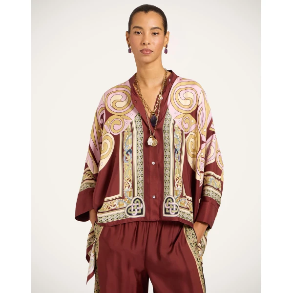 La DoubleJ Foulard Shirt in Kells Swirl Burgundy, view 2