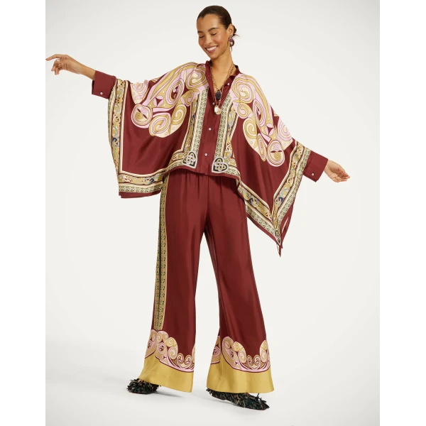 La DoubleJ Foulard Shirt in Kells Swirl Burgundy, view 5