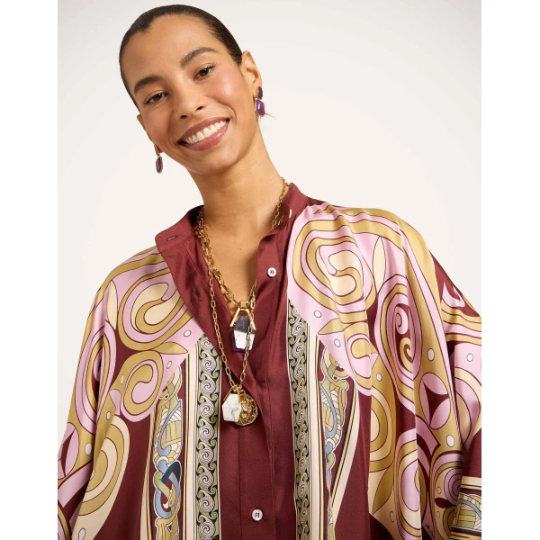 La DoubleJ Foulard Shirt in Kells Swirl Burgundy, view 6
