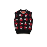 La DoubleJ Fun-Guy Gilet in Black & Red | Knitwear | Coveti