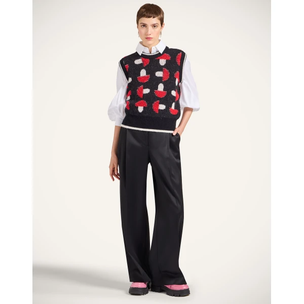 La DoubleJ Fun-Guy Gilet in Black & Red Knit, view 5