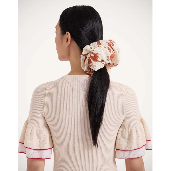 La DoubleJ Giga Scrunchie in Mini Iris Dark Orange, view 3