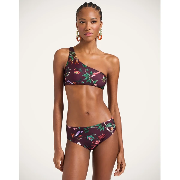 La DoubleJ Goddess Bikini Top in Zooflora Mini Burgundy, view 2