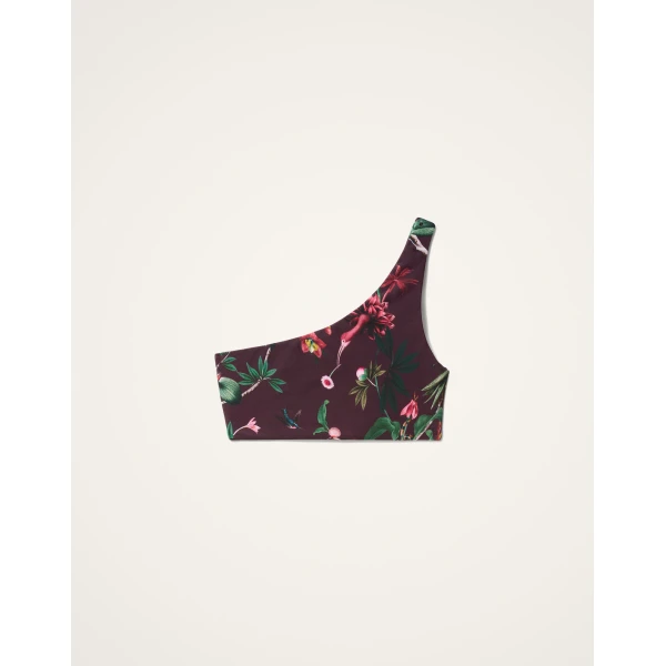 La DoubleJ Goddess Bikini Top in Zooflora Mini Burgundy, view 4