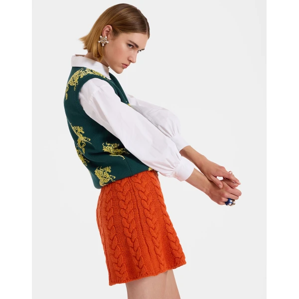 La DoubleJ Gryphos Gilet in Black & Lime Knit, view 2