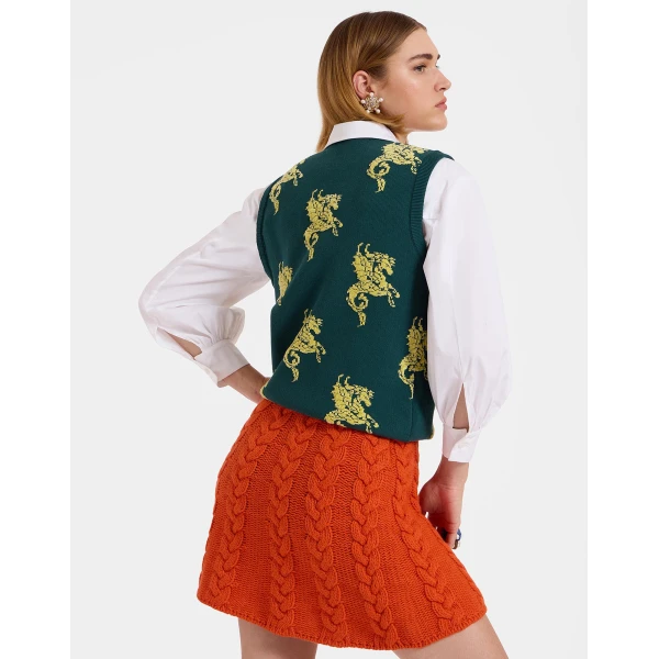 La DoubleJ Gryphos Gilet in Black & Lime Knit, view 3