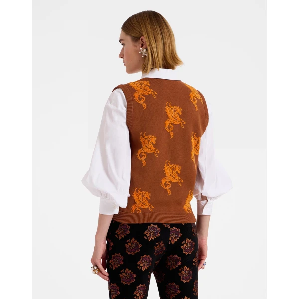 La DoubleJ Gryphos Gilet in Brown Knit, view 3