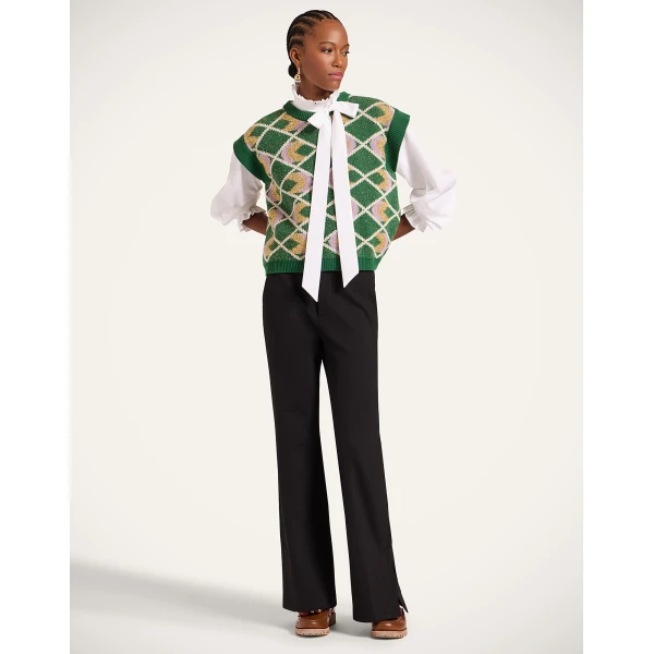 La DoubleJ Half-Light Gilet in Multicolor Green Knit, view 4