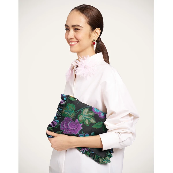 La DoubleJ Hand Pochette in Botanical Black, view 2