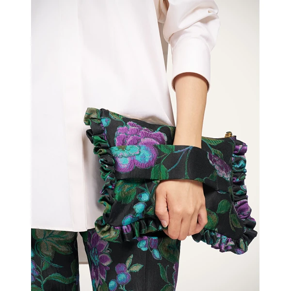 La DoubleJ Hand Pochette in Botanical Black, view 3