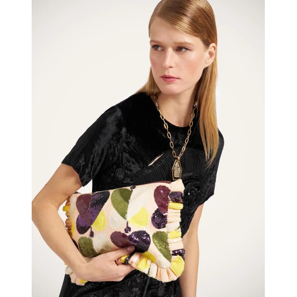 La DoubleJ Hand Pochette in Farfalla Ivory, view 2