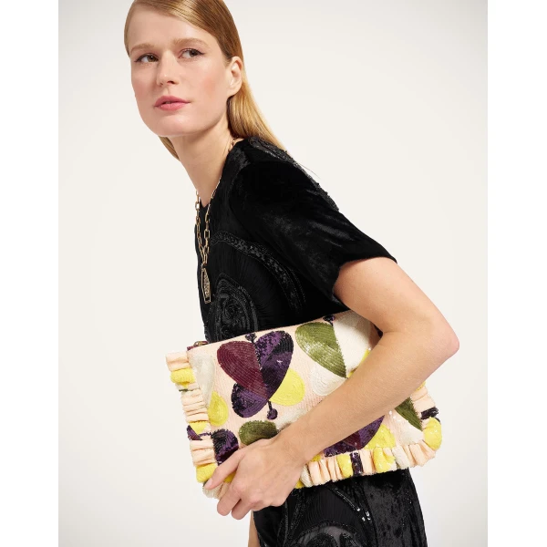 La DoubleJ Hand Pochette in Farfalla Ivory, view 3
