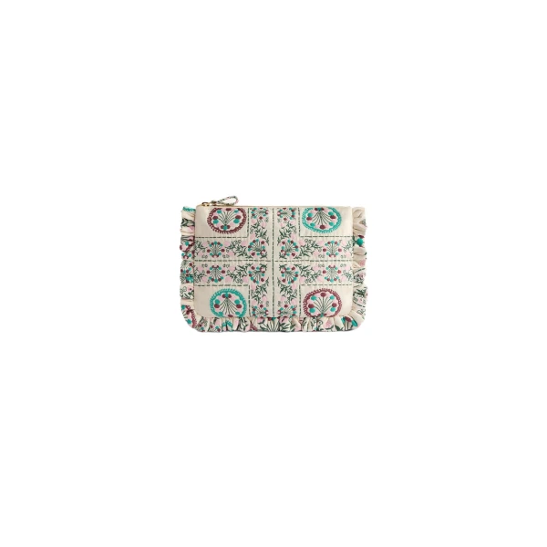 La DoubleJ Hand Pochette in Florette Tiles Ecru at Coveti