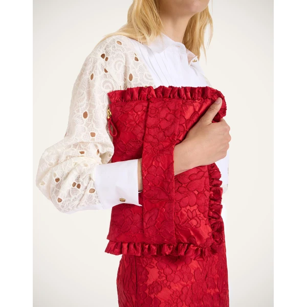 La DoubleJ Hand Pochette in Peony Red, view 2