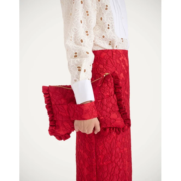 La DoubleJ Hand Pochette in Peony Red, view 3