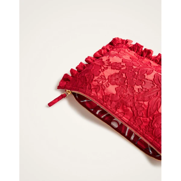 La DoubleJ Hand Pochette in Peony Red, view 5
