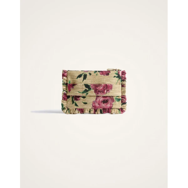 La DoubleJ Hand Pochette in Roses Light Beige, view 4