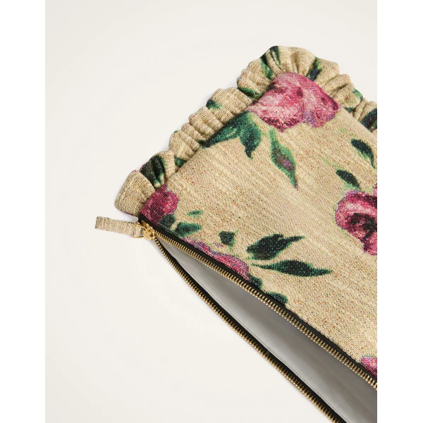 La DoubleJ Hand Pochette in Roses Light Beige, view 5