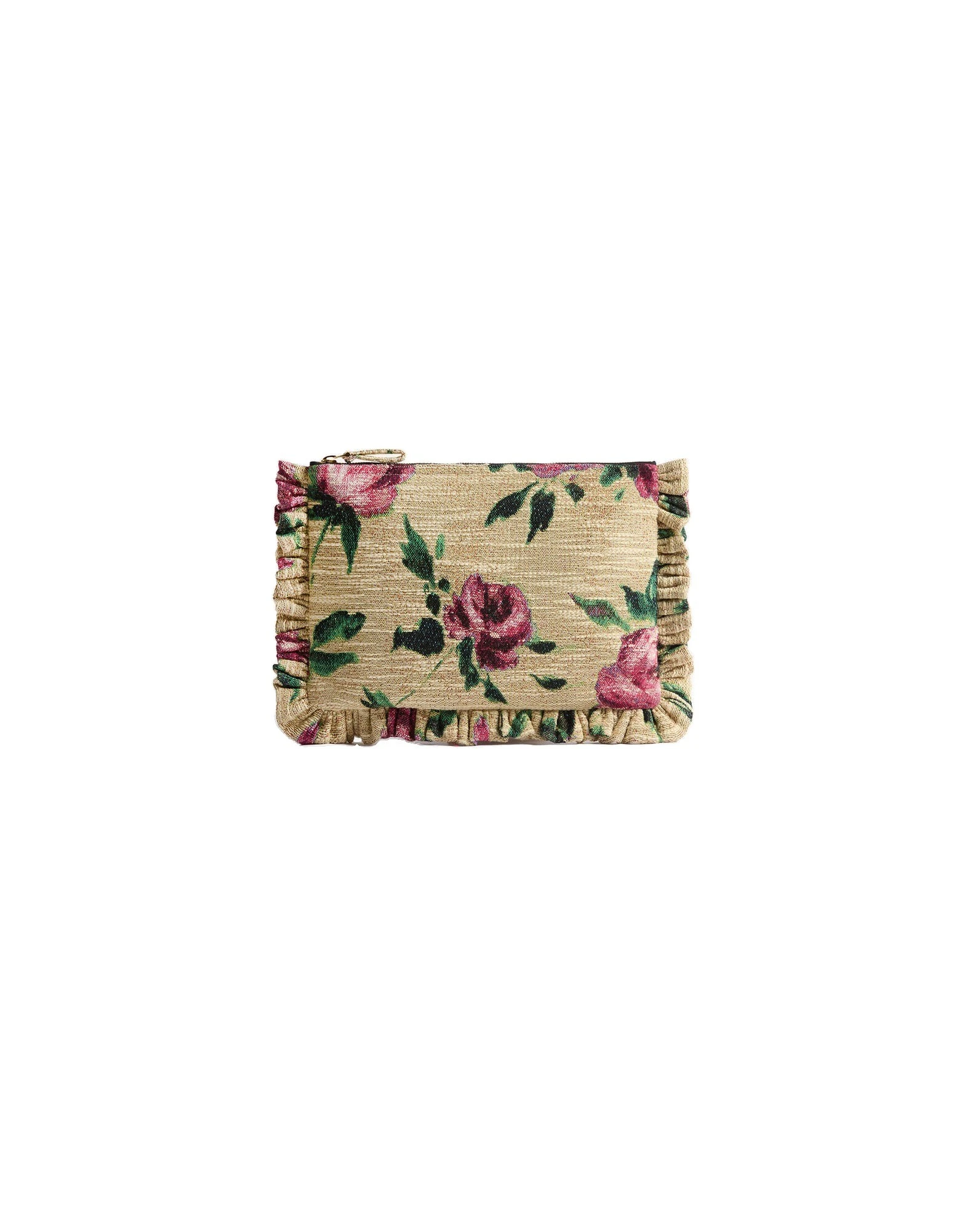 La DoubleJ Hand Pochette in Roses Light Beige at Coveti La DoubleJ Hand Pochette in Roses Light Beige at Coveti