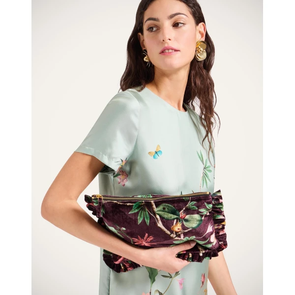 La DoubleJ Hand Pochette in Zooflora Burgundy, view 3