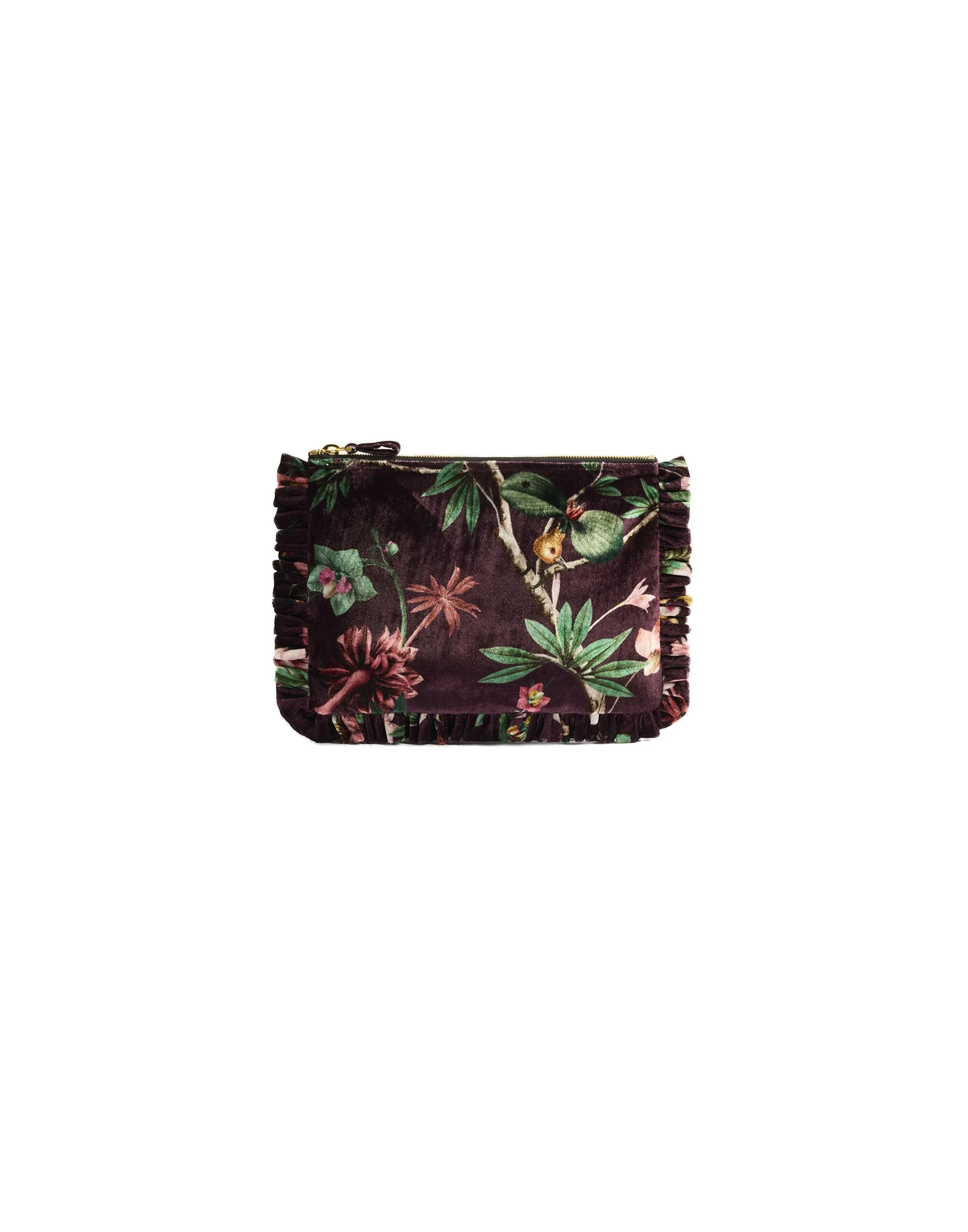 La DoubleJ Hand Pochette in Zooflora Burgundy at Coveti La DoubleJ Hand Pochette in Zooflora Burgundy at Coveti