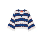 La DoubleJ Hang Ten Top in Color Block Ivory & Blue | Knitwear | Coveti