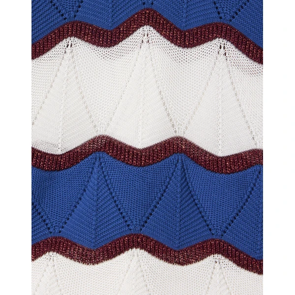 La DoubleJ Hang Ten Top in Color Block Ivory & Blue | Knitwear | Coveti