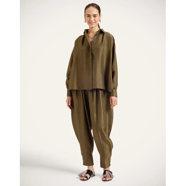 La DoubleJ Harem Pants in Moss Green at Coveti