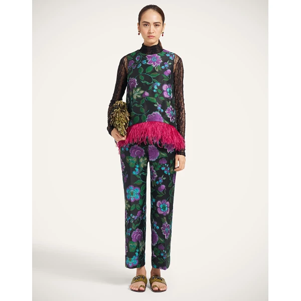 La DoubleJ Hendrix Pants in Botanical Black at Coveti