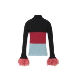 La DoubleJ High Kick Top in Color Block Black & Burgundy | Tops | Coveti