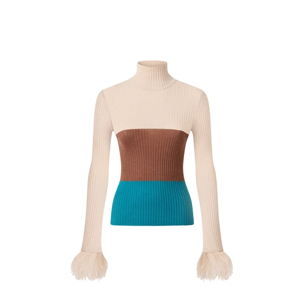 La DoubleJ High Kick Top in Color Block Ecru