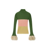 La DoubleJ High Kick Top in Color Block Military Green & Pink